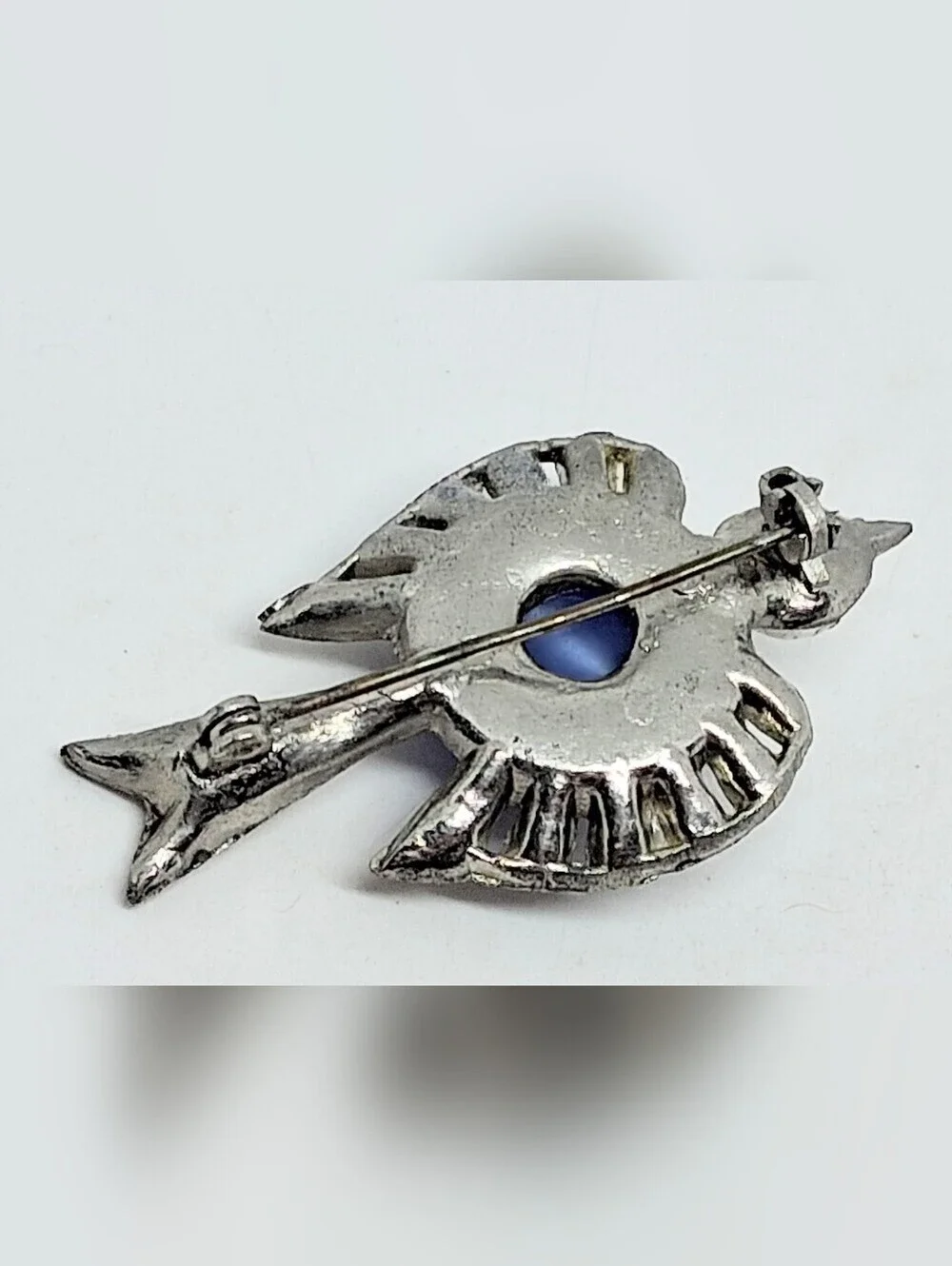 * Vintage Blue Moonglow Jelly Belly Bird Swallow Pin Brooch